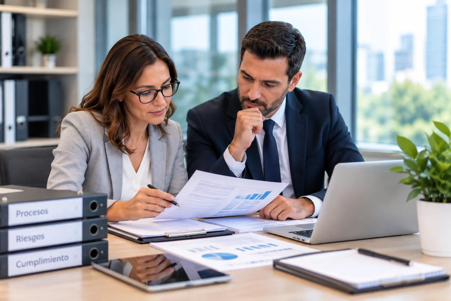 Profesionales revisando documentación y evidencia durante un proceso de auditoría.